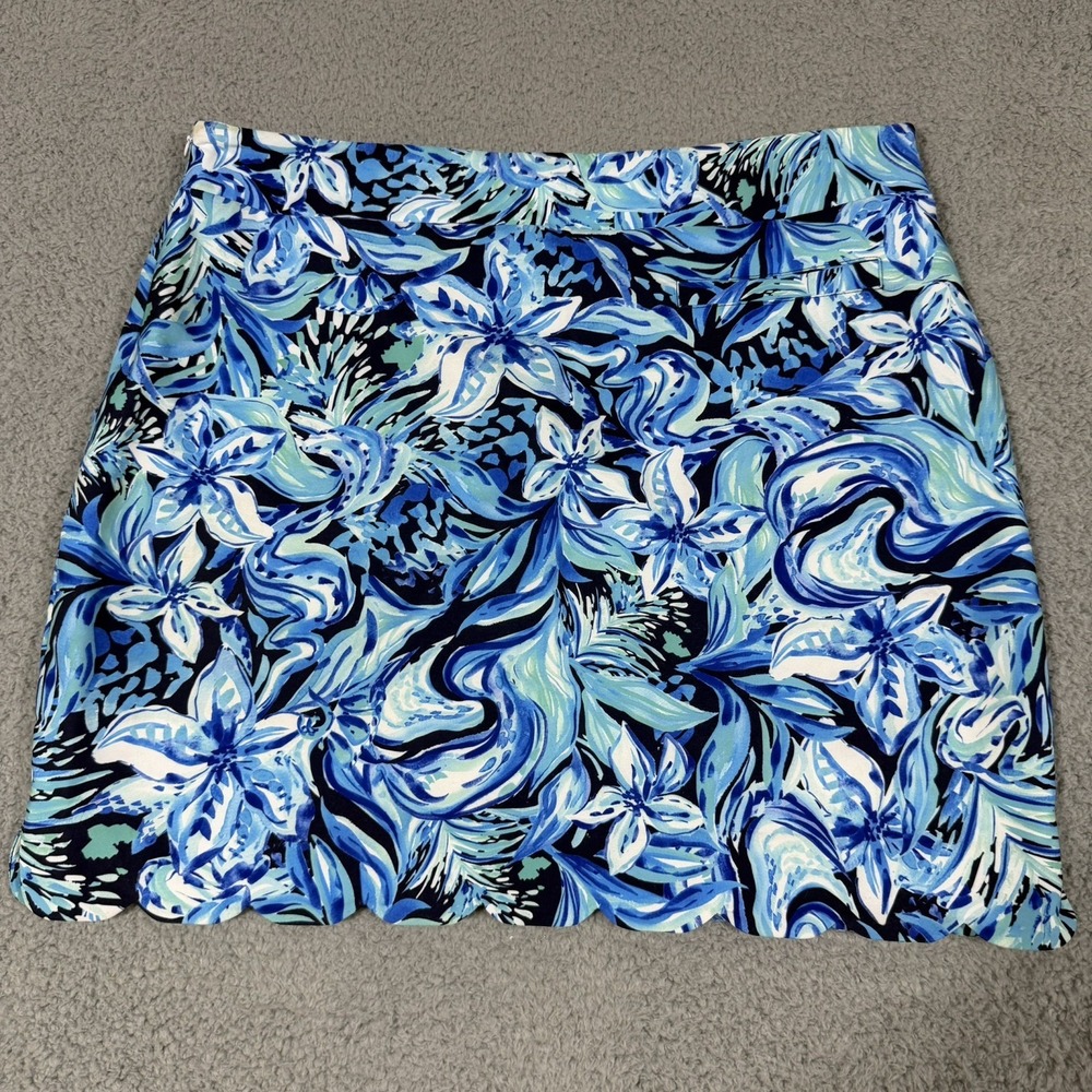 Stella Parker Golf Collection Skort Women's Large Scalloped Edge Blue Tennis